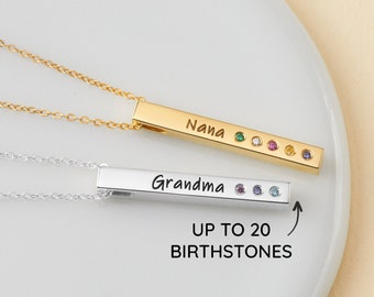 Granny Necklace With Birthstones, Nana Birthday Gift, Personalized Grandma Jewelry, Family Gift Ideas, Nana Birthstone Necklace