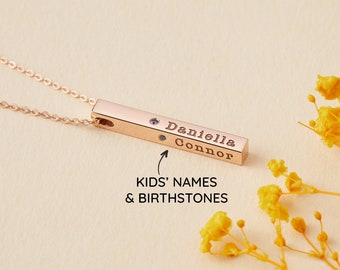 Collier mère avec noms d'enfants, cadeau personnalisé pour la fête des mères, collier de pierres de naissance pour enfants, cadeau d'anniversaire de maman, collier de famille pour femme