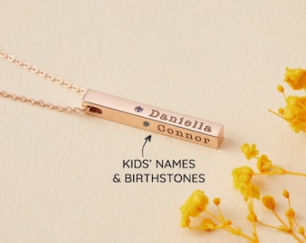 Mutter Halskette mit Kinder Namen, Mama Geschenke, personalisierte Geschenk für Mama, Kinder Birthstones Halskette, mehrere Birthstone Schmuck