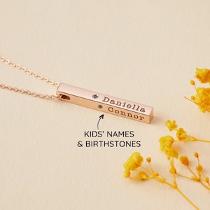 Mother Necklace With Kids Names, Personalized Mother's Day Gift, Kids Birthstones Necklace, Mom Birthday Gift, Family Necklace For Wife image 1