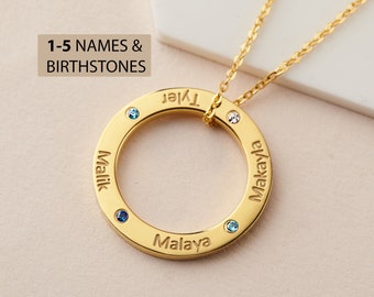 Kids Names Necklace For Mom, Mother Jewelry with Names, Personalized Mother's Day Gift Mother Necklace Birthstones, Family Name Necklace