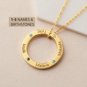 Kids Name Necklace For Mom, Mom Jewelry with Names, Personalized Mom Birthday Gift, Mother Necklace Birthstone, Family Name Necklace
