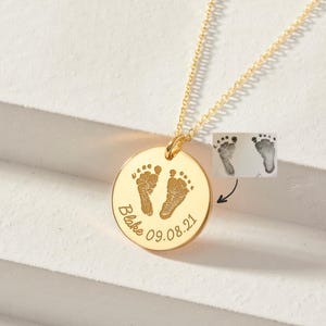 New Mother Gift, First Time Mother Necklace, Baby Foot Print Gifts, Angel Baby, Baby Handprint Footprint Necklace, Birthday Gift