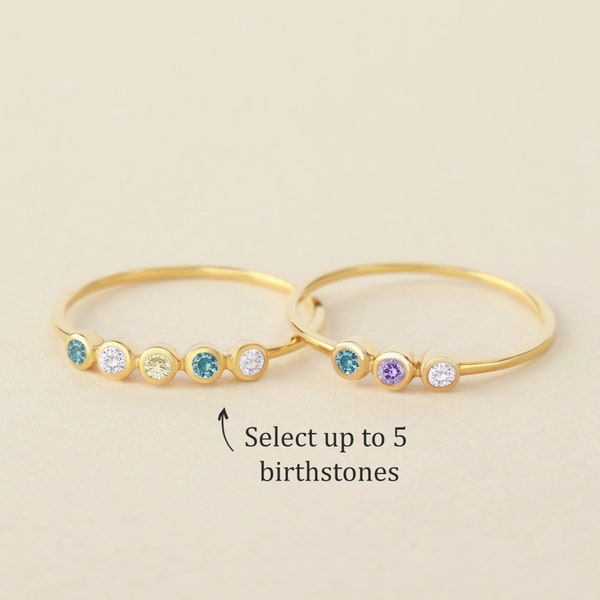 Moeder Birthstone Ring, Mama Ring Rose Gold, 3 4 5 geboortestenen, Kids Birthstone Ring, Moederdag Cadeau, Geboortesteen Ringen