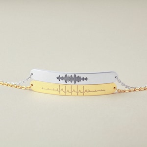 Birthday Gift For Mother To Be, Baby Heartbeat, Ultrasound Bracelet, Custom Engraved Soundwave, Voice Recording, Voice Message Gift