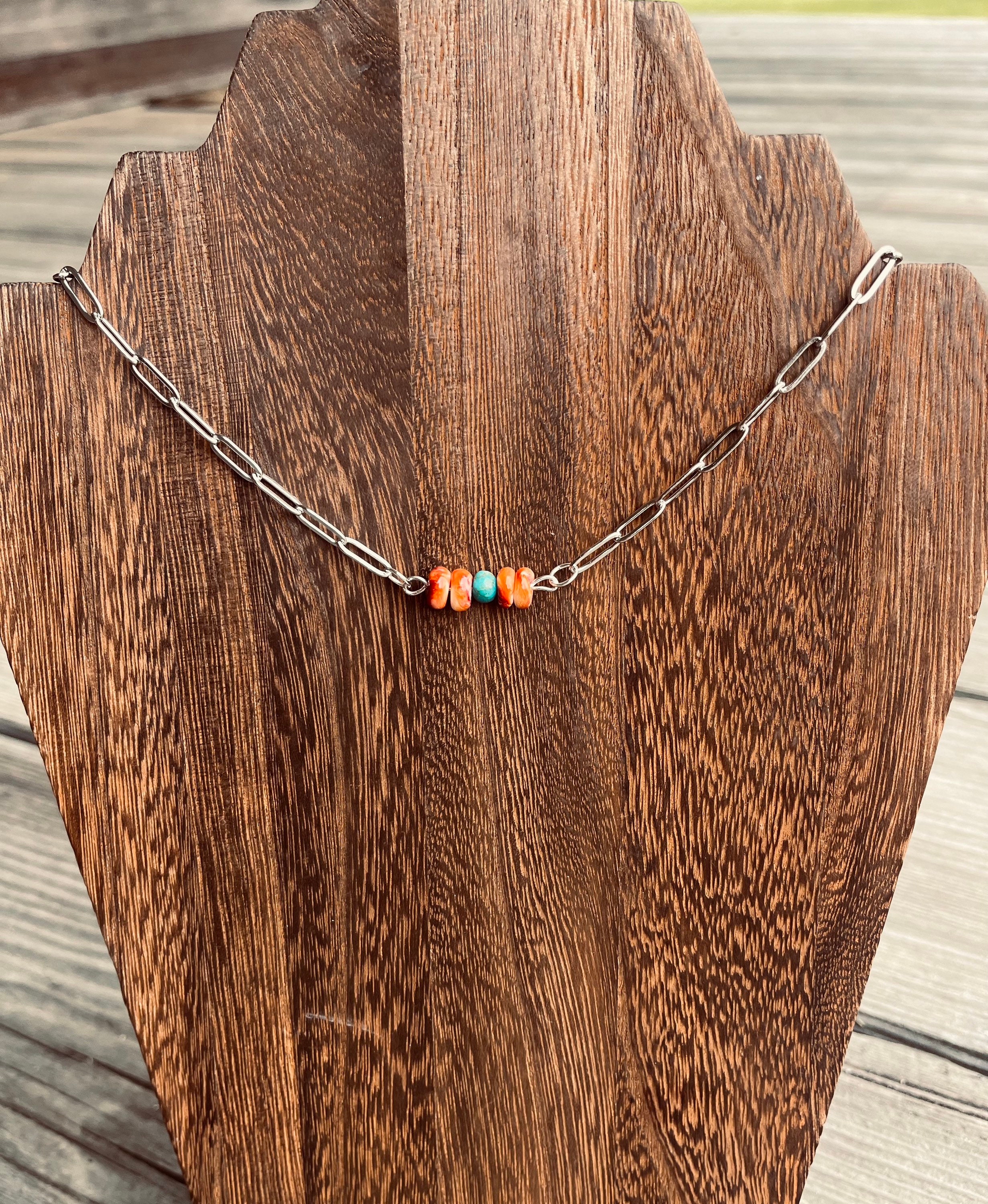 Spiny Oyster and Kingman Turquoise Necklace