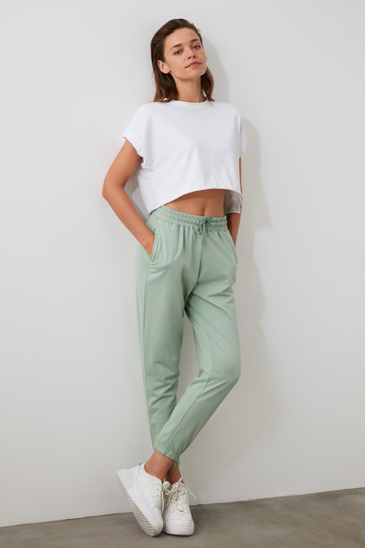 100 Cotton Women Basic Knitted Jogger Trousers Women's Etsy