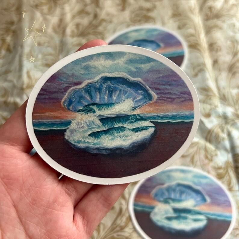 Clam Shell Sticker Clam Ocean Sticker: With Background - Etsy
