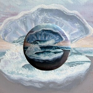 Clam Ocean Painting Button Pin