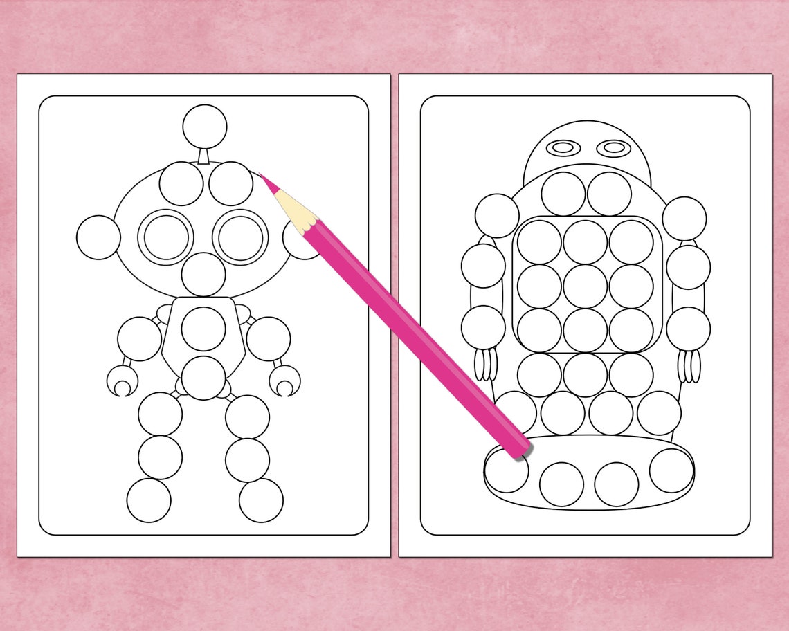 Robots Dot Marker Printable Do A Dot Activity Coloring Pages Etsy Robots Dot Marker Printable Do A Dot Activity Coloring Pages Etsy