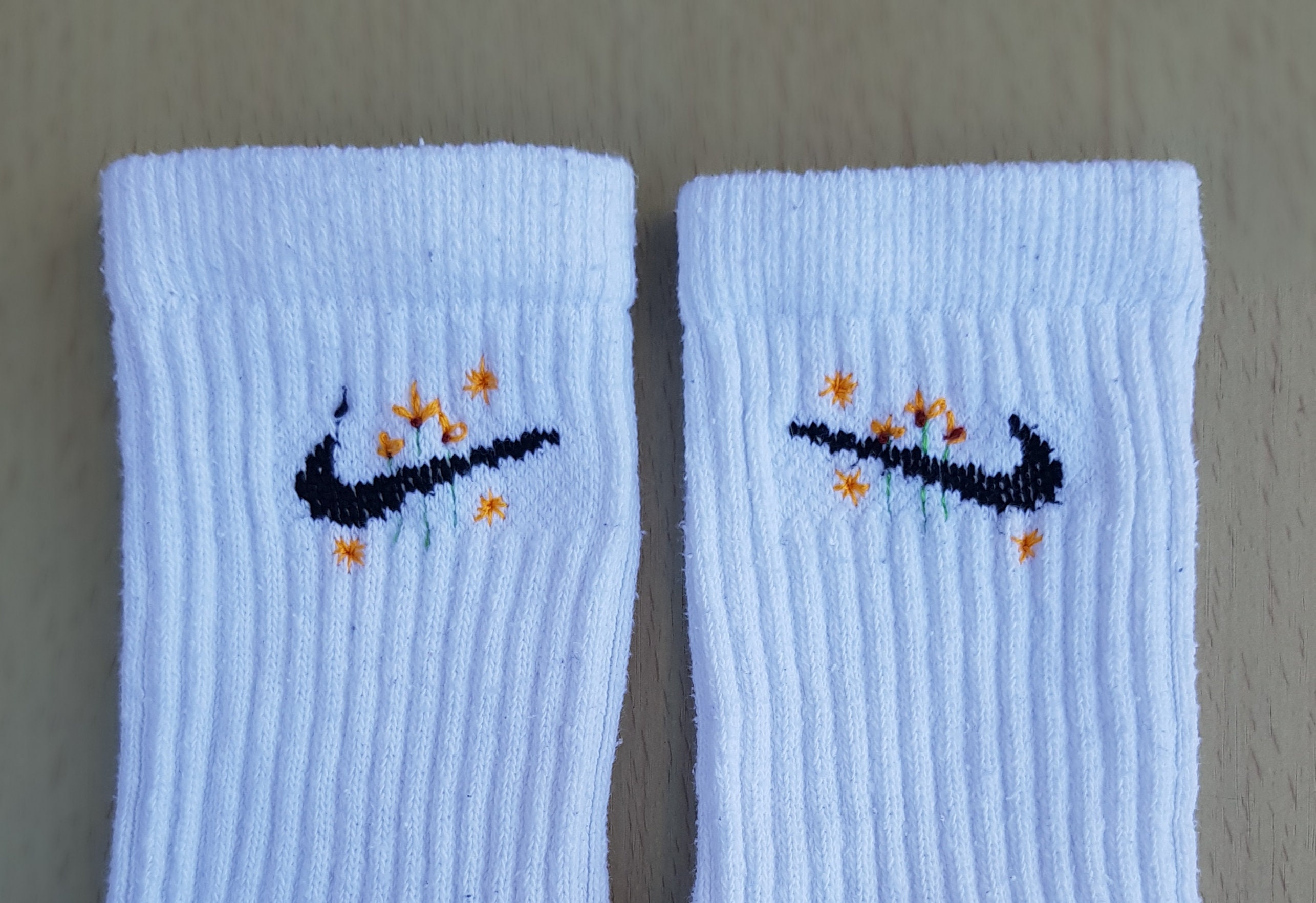 Floral Embroidered Nike socks | Etsy