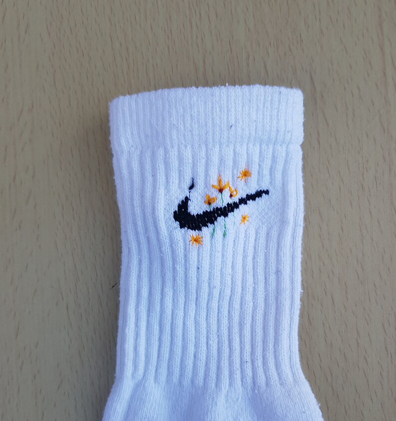 Floral Embroidered Nike socks | Etsy