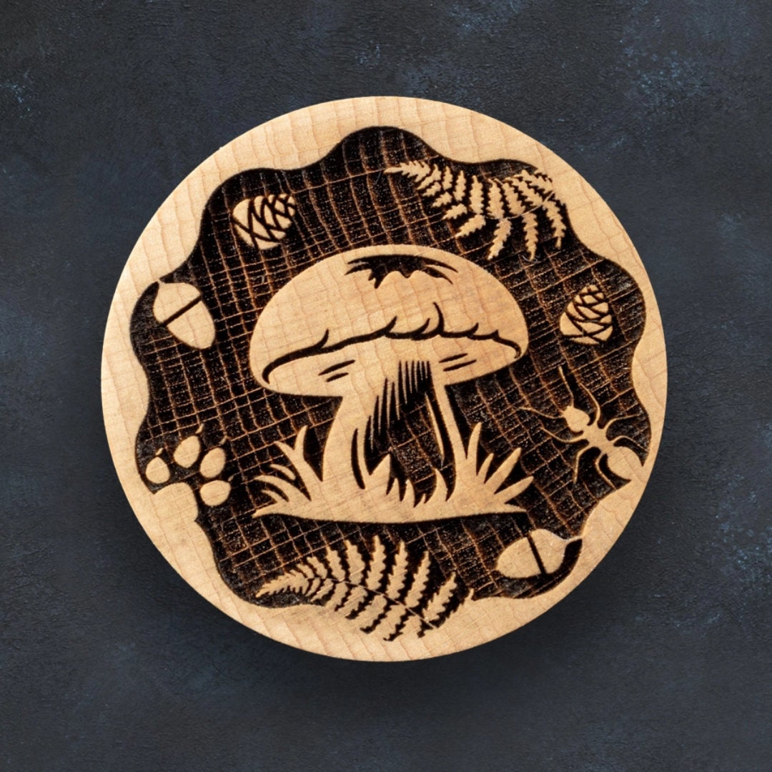 Mushroom - Cookie Stamp, Embossed Wood, Gift, nature