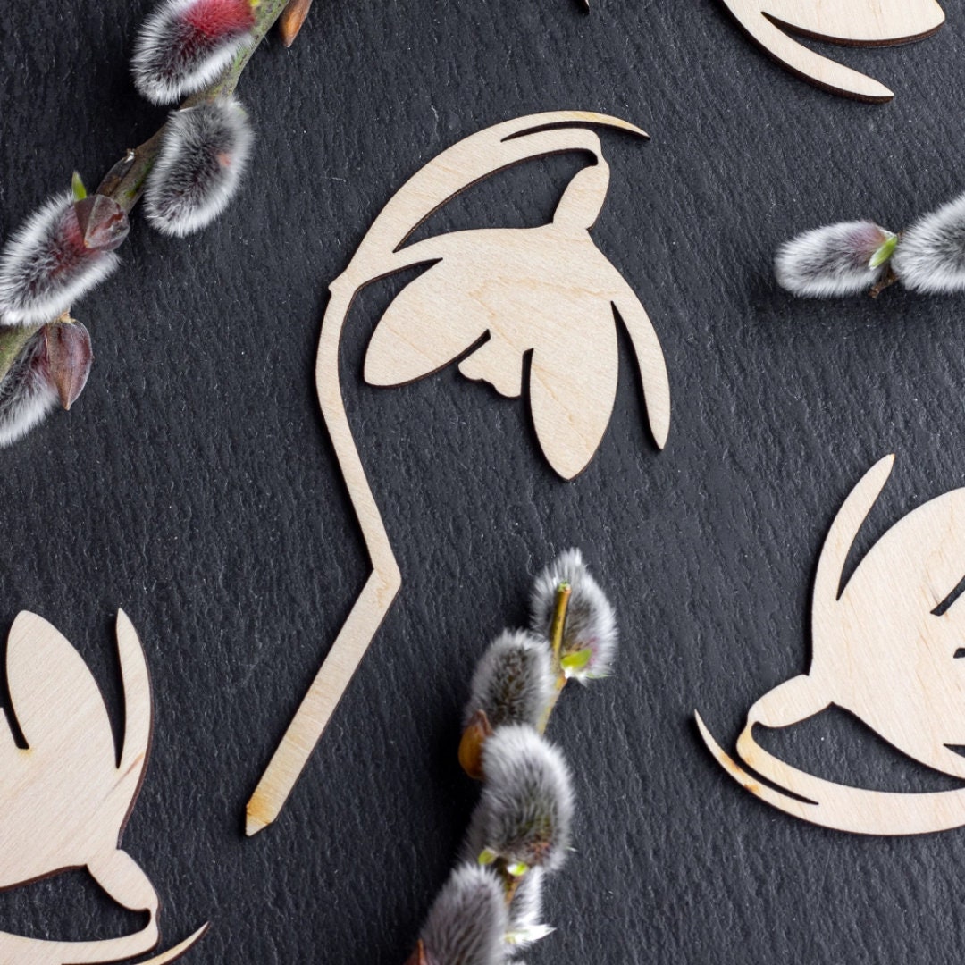 Wooden Cake Topper 4 Pcs - Snowdrop, Cake and Cupcake Picks. - Etsy