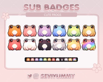 12 Twitch Sub Badges | Frogs | Animal | Kawaii | Cute | Stream