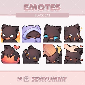 セット #1 黒猫エモート (Twitch/Discord) - かわいい - 子猫 - ネコ