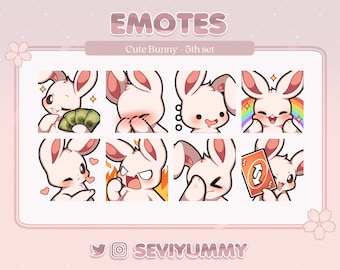 Set #5 White Bunny Emotes (Twitch/Discord) - Kawaii - Rabbit - Usagi