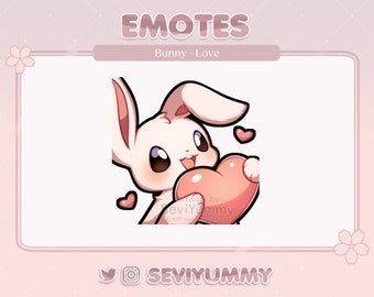 Bunny Heart emote (Twitch/Discord) - Kawaii - Rabbit - Love - Cute