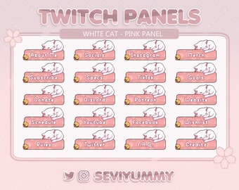 20 Twitch Panels | Cat | Pink | Pretty | Kitty | Cute | Neko