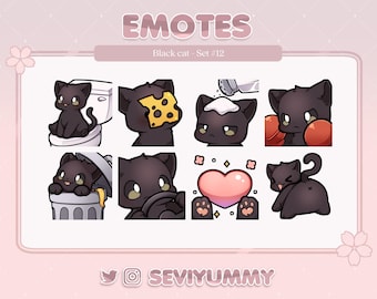 Set #12 Black Cat Emotes (Twitch/Discord) - Kawaii - Kitty - Neko