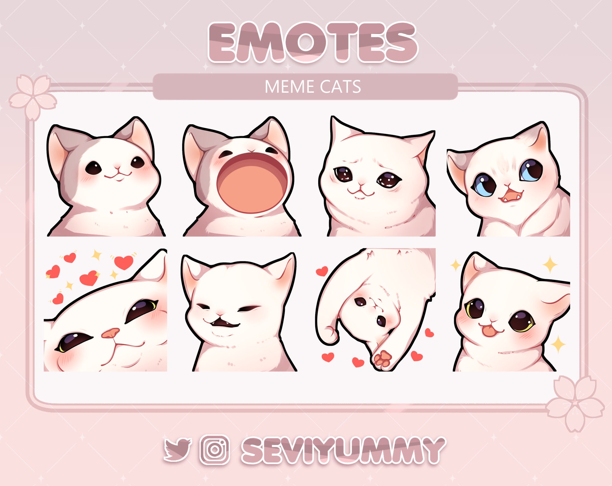 Discord And Youtube Emote Cat Meme Emotes For Streamers Kawaii Cute ...