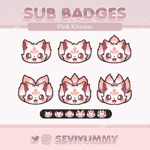 6 Twitch Sub Badges | Kitsune | Fox | Japanese | Pretty | Kawaii | Cute | Stream
