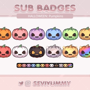 12 Twitch Sub Badges | Pumpkin | Halloween | Spooky | Kawaii | Cute | Stream