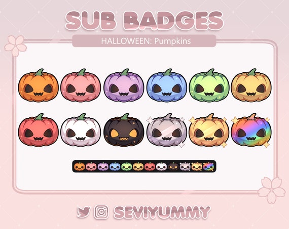12 Kawaii Pumpkin Twitch Sub Badges: Spooky Halloween Stream (Digital Download)