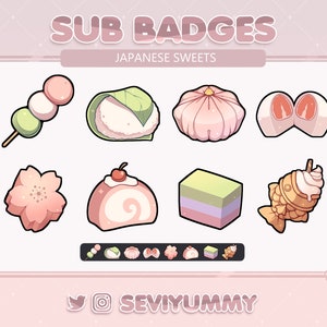 Kawaii Japanese Sweets Twitch Sub Badges (Digital Download)