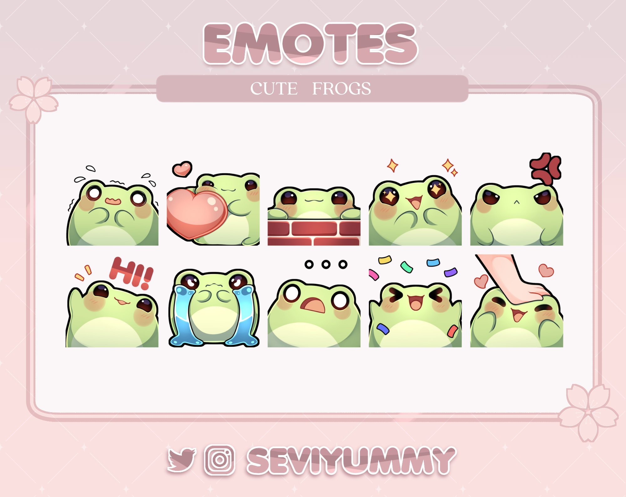 Cute Frog Emotes twitch/discord Kawaii Animal Etsy Australia