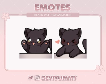 Emote animado de gato negro al tocar: Gatito Kawaii (Twitch/Discord)