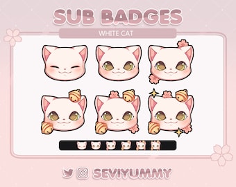 6 Twitch Sub Badges | Kitty | Cat | Neko | Pretty | Kawaii | Cute | Stream