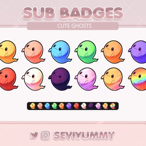 12 Twitch Sub Badges | Ghost | Kawaii | Pretty | Cute | Stream