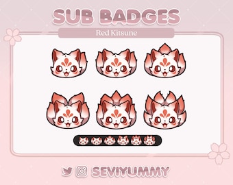 Kitsune Twitch Sub Badges | Cute Japanese Fox (Digital Download)
