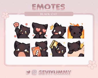 Cute Black Cat Emotes (Twitch/Discord) - Kawaii - Kitty - Neko