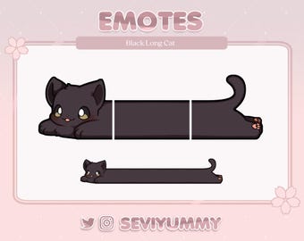 Emote de gato negro largo kawaii: Twitch/Discord (descarga digital)
