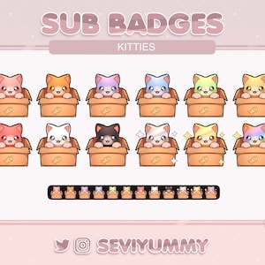 12 Twitch Sub Badges | Kitty | Cat | Animal | Pretty | Kawaii | Cute | Stream