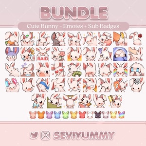 1st Bunny Bundle Pack - 42 Emotes & 12 Sub Badges (Twitch/Discord)