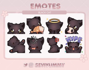 Cute Black Cat Emotes (Twitch/Discord) - Kawaii - Kitty - Neko