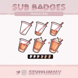 6 Twitch Sub Badges | Frappuccino | Coffee | Pretty | Kawaii | Cute | Stream