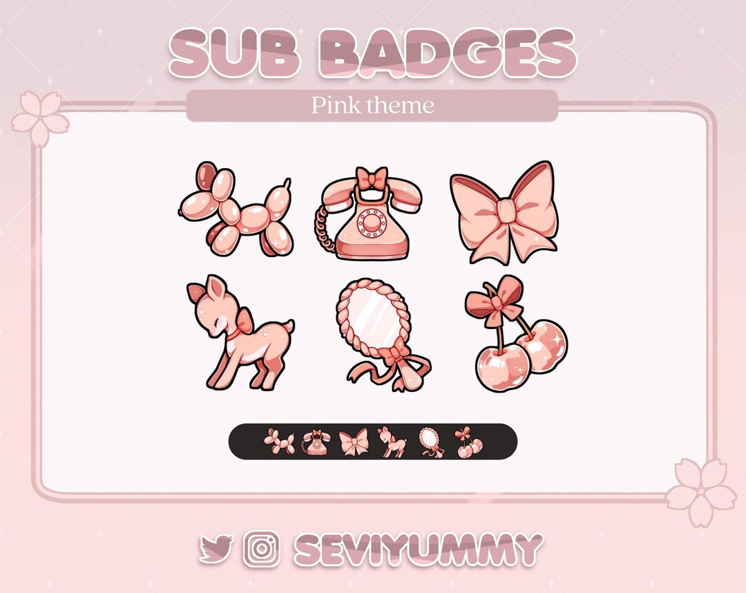 Pink Ght 6 Twitch Sub Badges | Pink | Cute | Pretty | Kawaii | Aesthetic | Girly ...