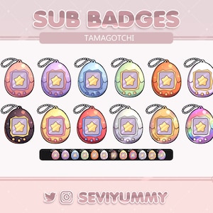 12 Twitch Sub Badges | Tamagotchi | Kawaii | Pretty | Retro | Cute | Stream