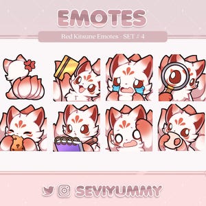 Set #4 Red Kitsune Emotes (Twitch/Discord) - Kawaii - Fox