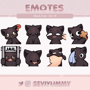 セット #8 黒猫エモート (Twitch/Discord) - かわいい - 子猫 - ネコ