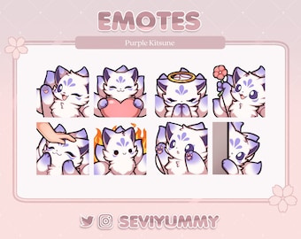 Set #1 roze Kitsune-emotes (Twitch/Discord) - Kawaii - Fox