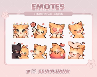 Love/Valentines Orange Cat Emotes (Twitch/Discord) - Kawaii - Kitty - Neko