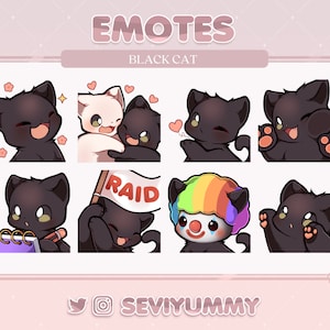 セット #3 黒猫エモート (Twitch/Discord) - かわいい - 子猫 - ネコ