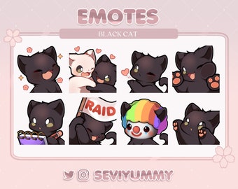 Set #3  Black Cat Emotes (Twitch/Discord) - Kawaii - Kitty - Neko