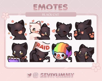 Cute Black Cat Emotes (Twitch/Discord) - Kawaii - Kitty - Neko