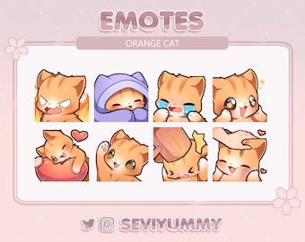 Cute orange cat Emotes (Twitch/Discord) - Kawaii - Kitty - Neko